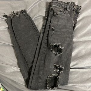 Black American eagle super hi-rise jegging crop jeans 00